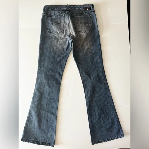 Y2K Mudd Jeans, Bootcut Flare, Striped Faded Wash, Low Rise, Women’s Size 7 - Picture 7 of 15